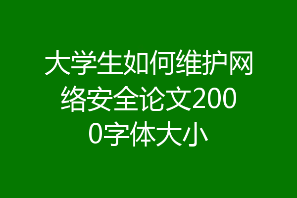 大学生如何维护网络安全论文2000字体大小