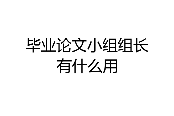 毕业论文小组组长有什么用