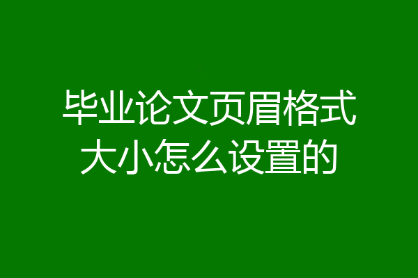 毕业论文页眉格式大小怎么设置的