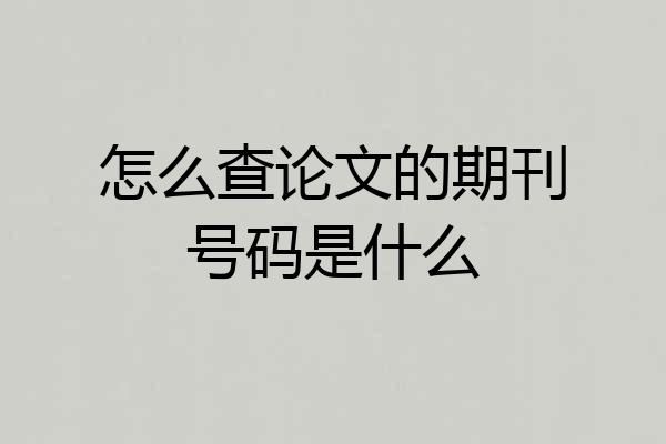 怎么查论文的期刊号码是什么