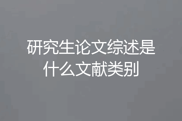 研究生论文综述是什么文献类别
