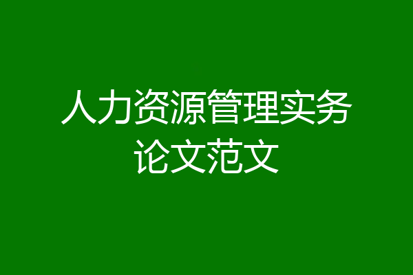 人力资源管理实务论文范文