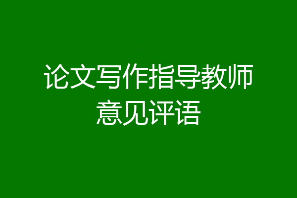 论文写作指导教师意见评语