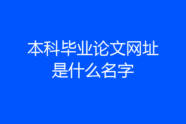 本科毕业论文网址是什么名字