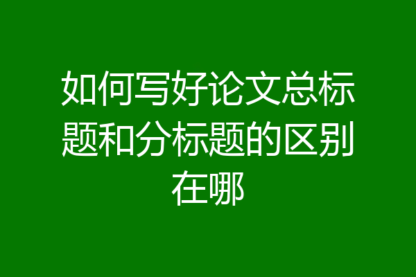如何写好论文总标题和分标题的区别在哪