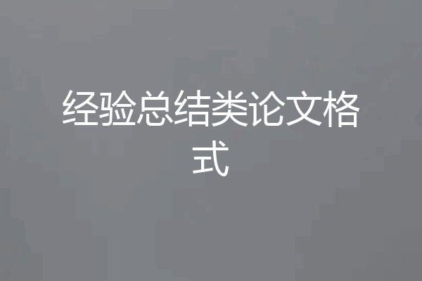 经验总结类论文格式