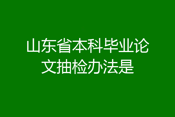 山东省本科毕业论文抽检办法是