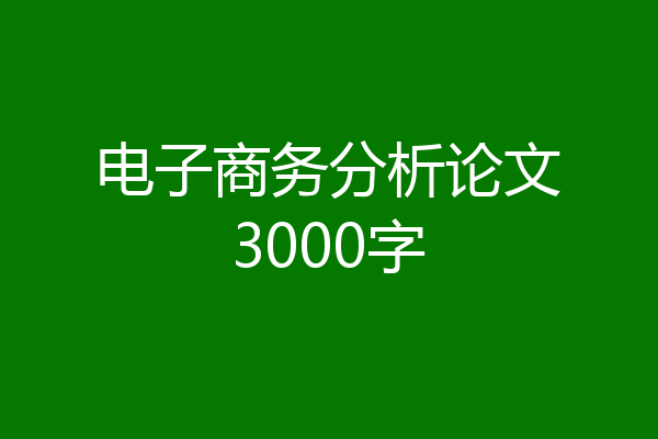 电子商务分析论文3000字