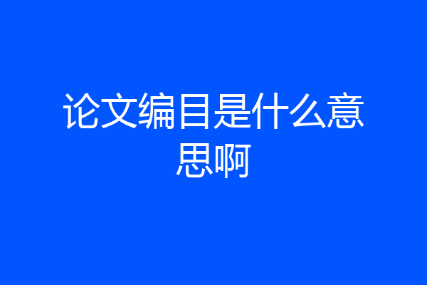 论文编目是什么意思啊