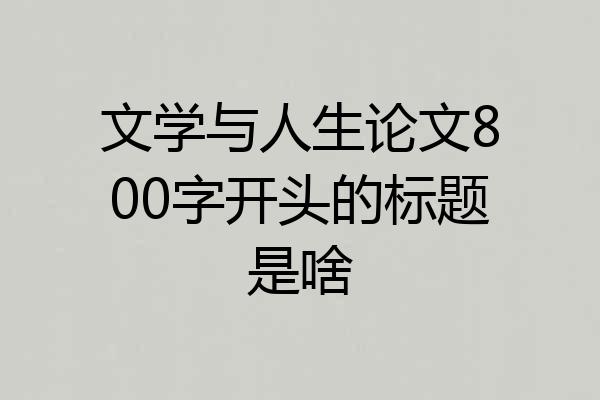 文学与人生论文800字开头的标题是啥