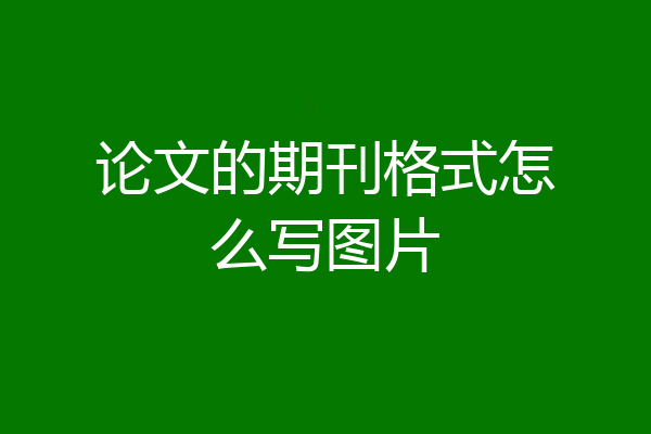 论文的期刊格式怎么写图片