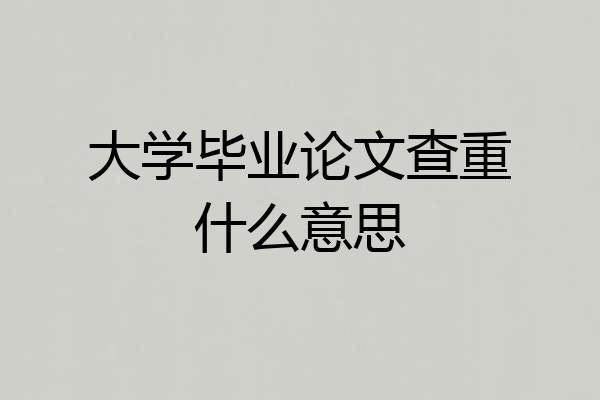 大学毕业论文查重什么意思