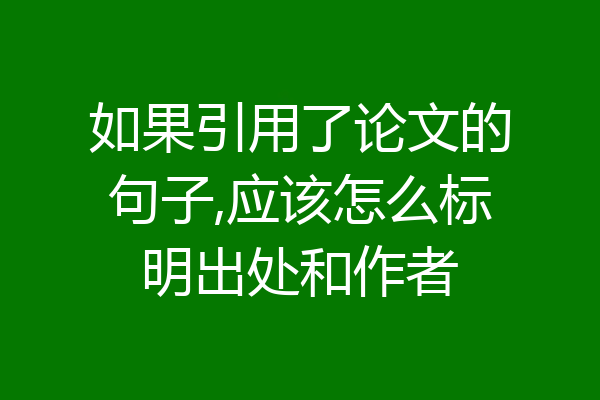 如果引用了论文的句子,应该怎么标明出处和作者