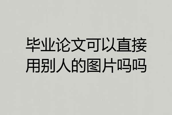 毕业论文可以直接用别人的图片吗吗