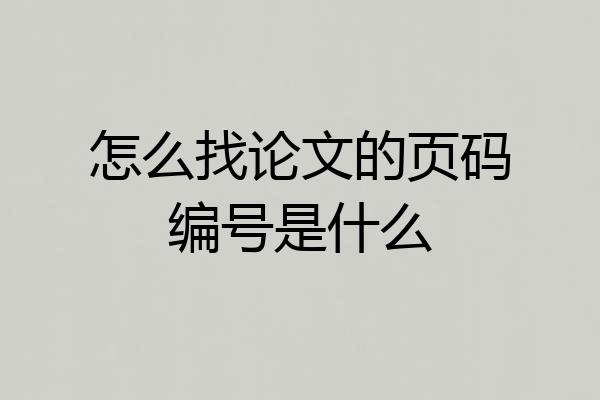 怎么找论文的页码编号是什么