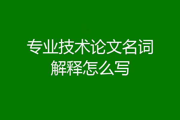 专业技术论文名词解释怎么写