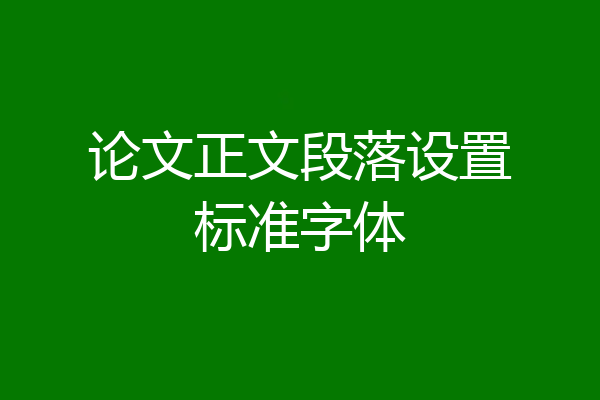 论文正文段落设置标准字体