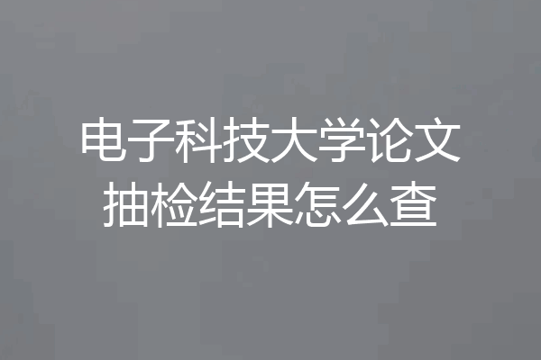 电子科技大学论文抽检结果怎么查