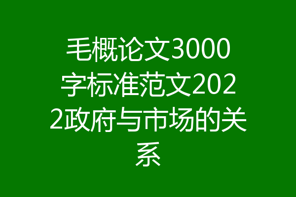 毛概论文3000字标准范文2022政府与市场的关系