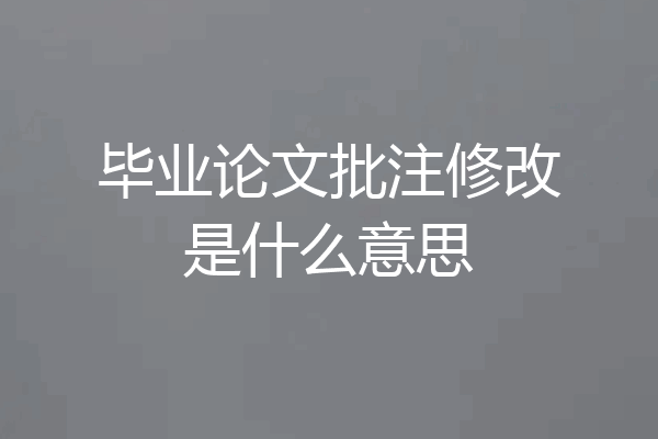 毕业论文批注修改是什么意思