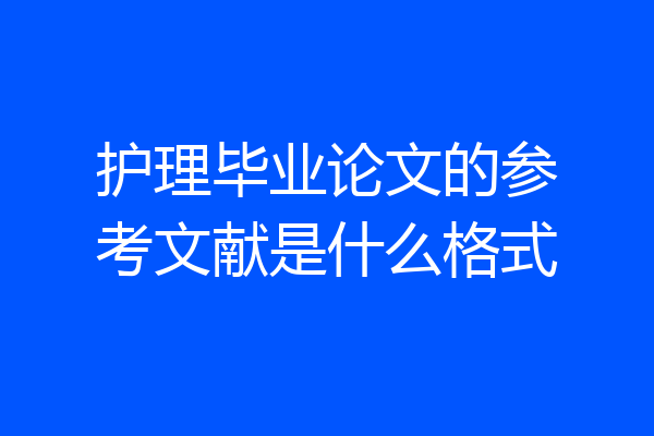 护理毕业论文的参考文献是什么格式