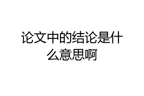 论文中的结论是什么意思啊