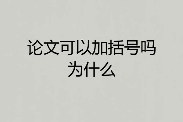 论文可以加括号吗为什么
