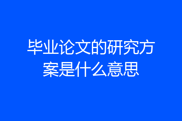 毕业论文的研究方案是什么意思