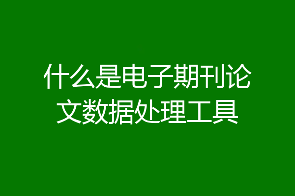 什么是电子期刊论文数据处理工具