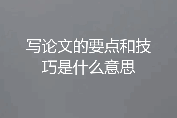 写论文的要点和技巧是什么意思