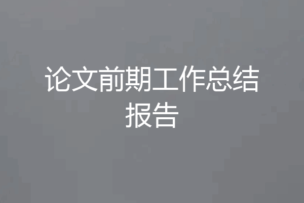 论文前期工作总结报告