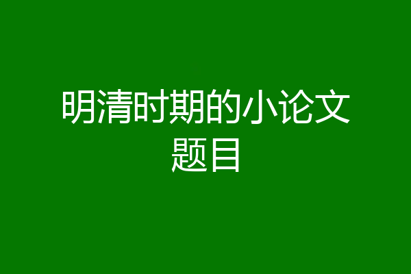 明清时期的小论文题目