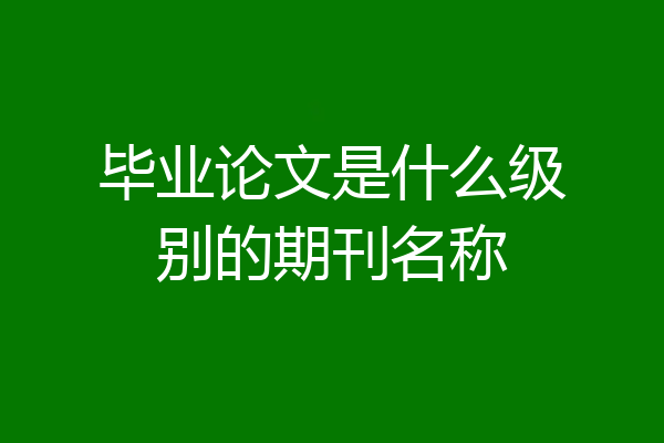 毕业论文是什么级别的期刊名称