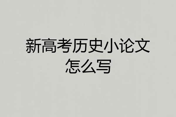新高考历史小论文怎么写