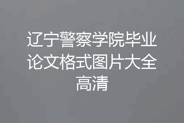 辽宁警察学院毕业论文格式图片大全高清