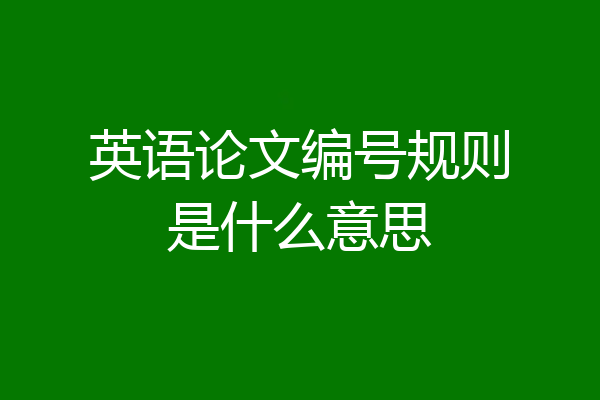 英语论文编号规则是什么意思