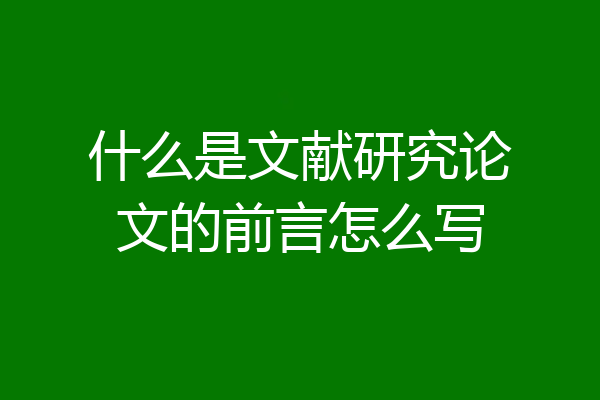 什么是文献研究论文的前言怎么写