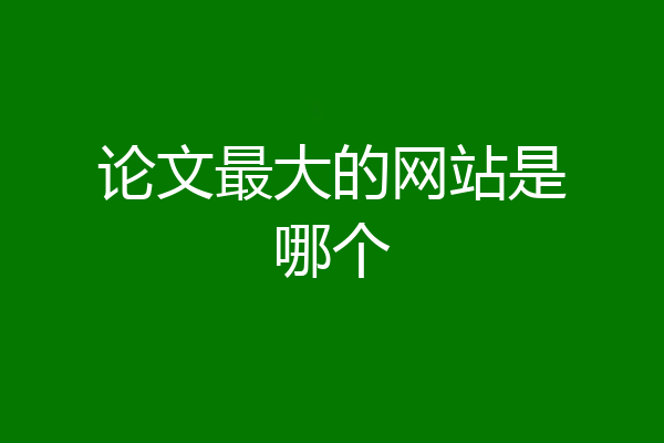 论文最大的网站是哪个