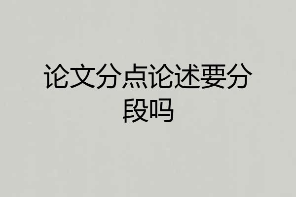 论文分点论述要分段吗