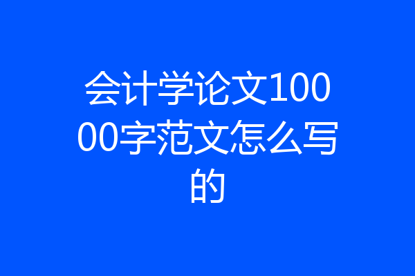 会计学论文10000字范文怎么写的