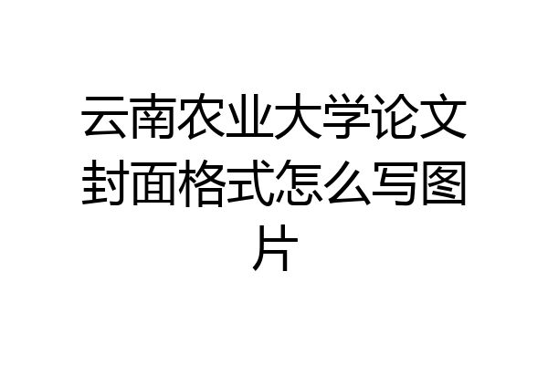 云南农业大学论文封面格式怎么写图片