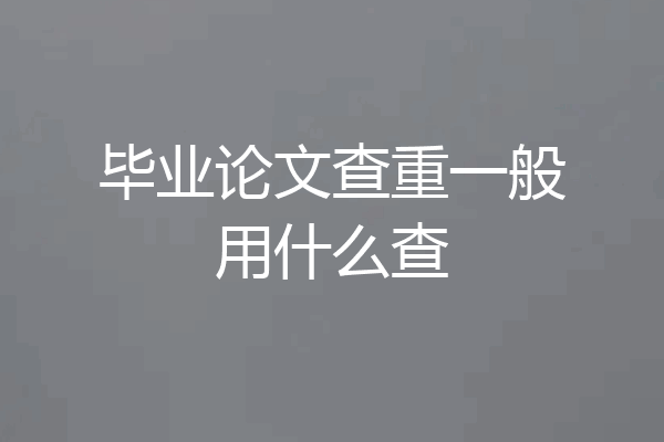 毕业论文查重一般用什么查