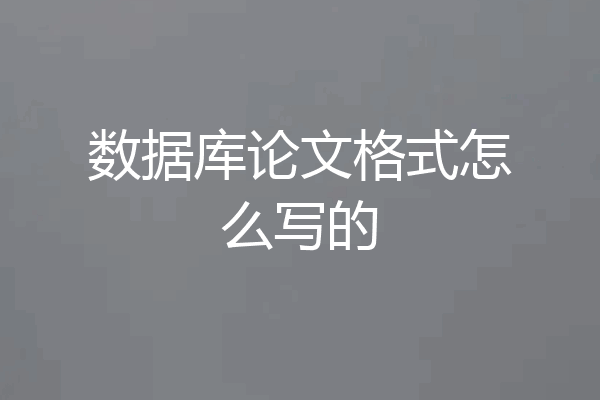 数据库论文格式怎么写的