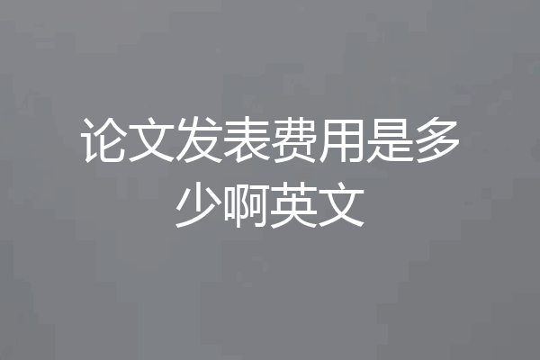 论文发表费用是多少啊英文