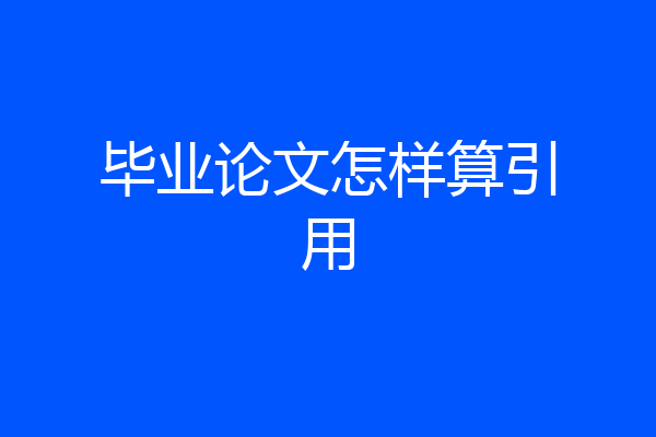 毕业论文怎样算引用
