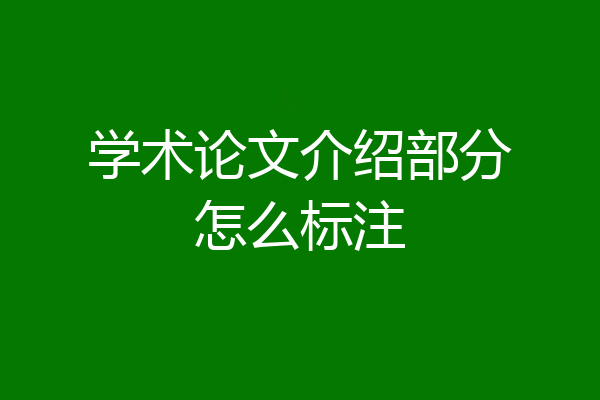 学术论文介绍部分怎么标注