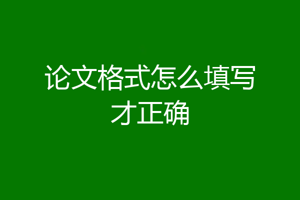 论文格式怎么填写才正确