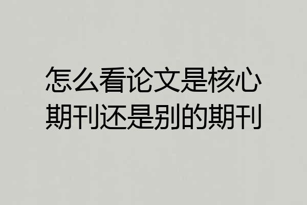 怎么看论文是核心期刊还是别的期刊