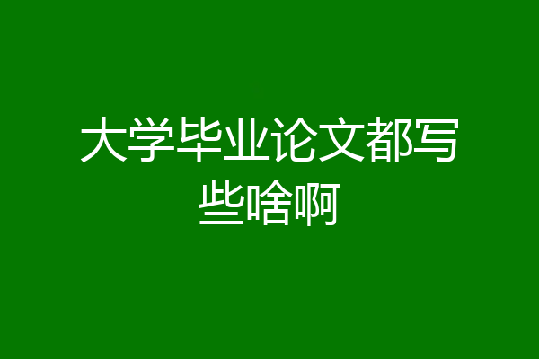 大学毕业论文都写些啥啊