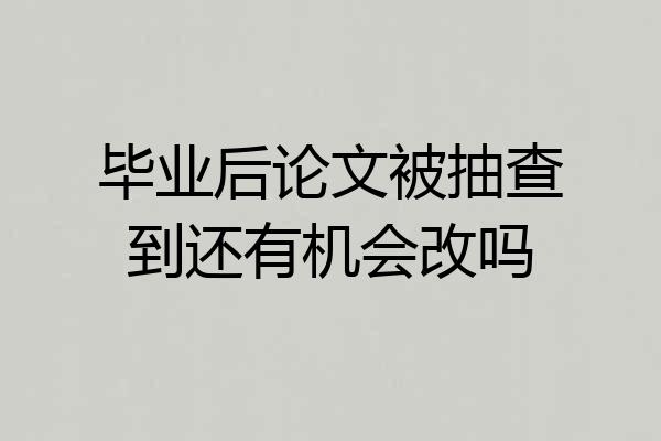 毕业后论文被抽查到还有机会改吗